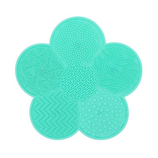 Almohadilla de cepillo de flores de silicona, herramienta de fácil limpieza con ventosa, almohadilla exfoliante suave para cepillos para polvos sueltos