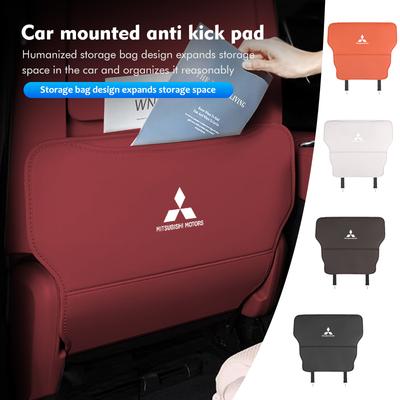 Car Logo Seat Back Protector Kick Mats Waterproof Leather Auto Anti Kick Pad For Outlander Lancer Cross Colt Xpander