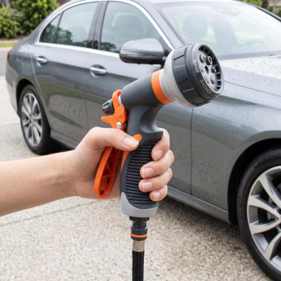 Garden Hose Nozzle, High Pressure Hose Nozzle, Heavy Duty Hand Sprayer, Adjustable Nozzle for Plants Watering Car Washing Sidewalk Cleaning