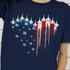 American Flag HearT shirt,Patriotic Heart Tee with Fighter Jets,4th of July Air Force Shirt,USA Military Plane Tee,Independence Day Tee Gift