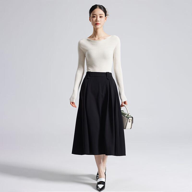 Fengxun Seamless Low Round Neck Silk Cashmere Blend Base Layer Sweater