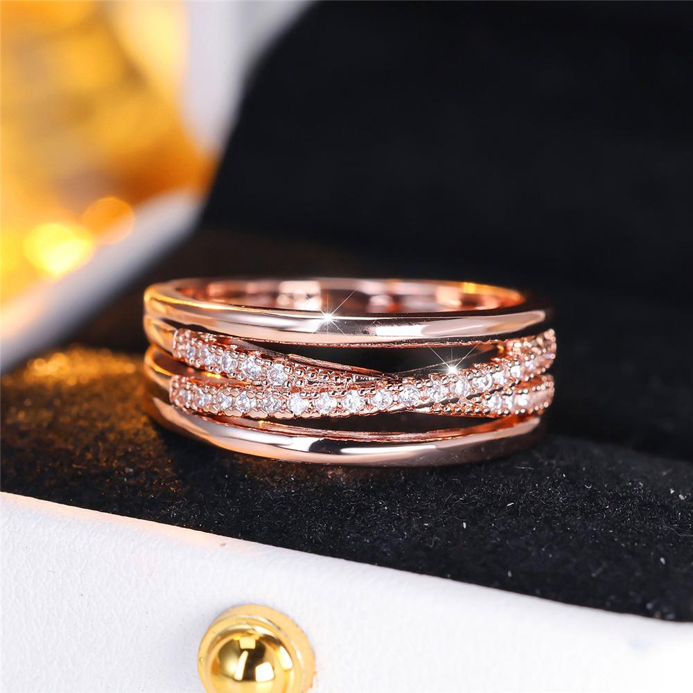 Cute Female White Zircon Stone Engagement Ring Vintage Rose Gold Color Wedding Jewelry For Women