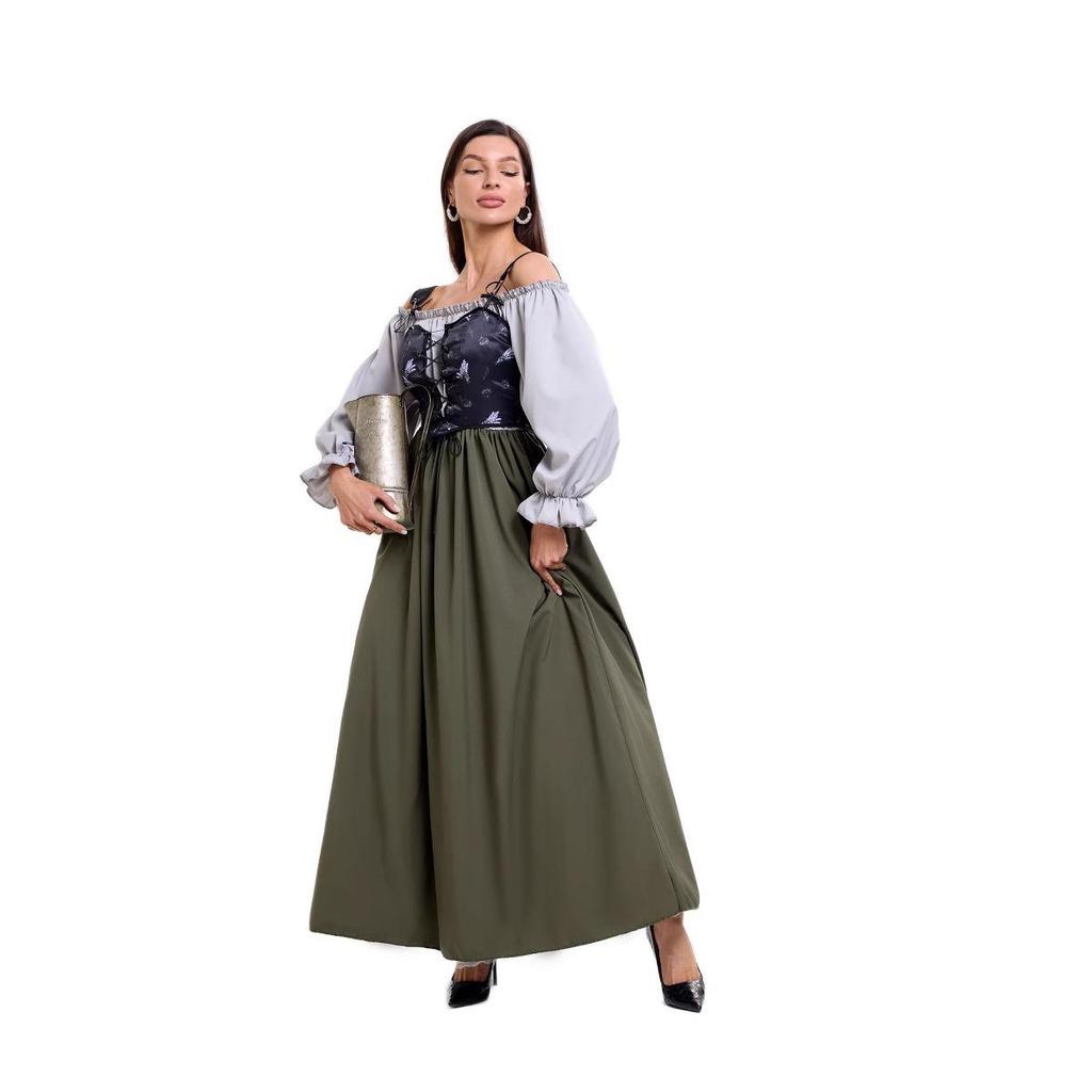 Evropský a americký retro renesanční šněrovací županový kostým