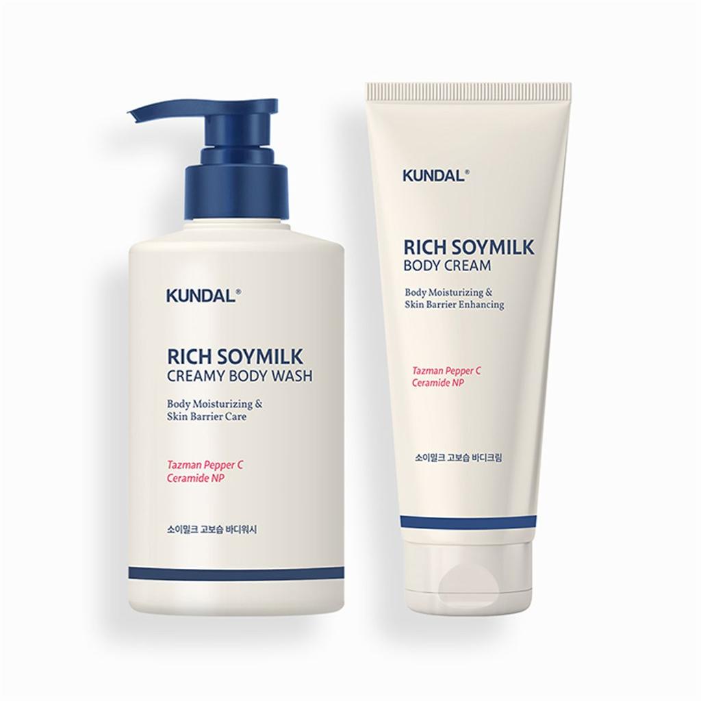 Soy Milk High-Moisture Body Wash + Body Cream Set + (Gift) White Musk Hand Cream (1 Bar)