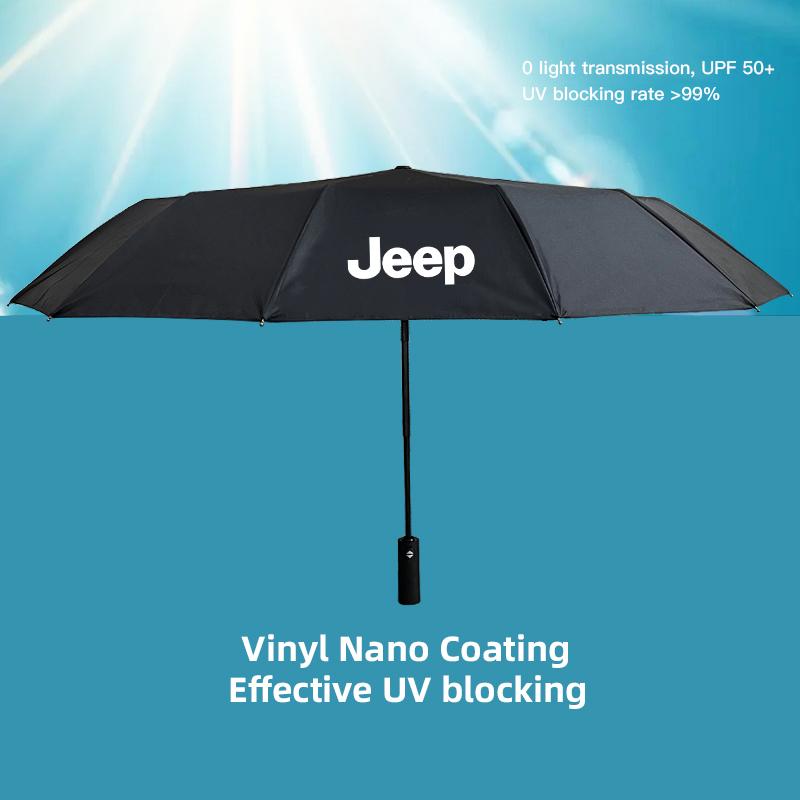 Cup Holders 4S Dealership Car Gift Umbrella Vinyl Sunscreen Sunny Umbrella For Jeep Grand Cherokee Wrangler JK Gladiator Compass