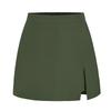 Women's Fashion Solid Color Hem Slit  Skirt Pants High Waisted Zipper Shorts