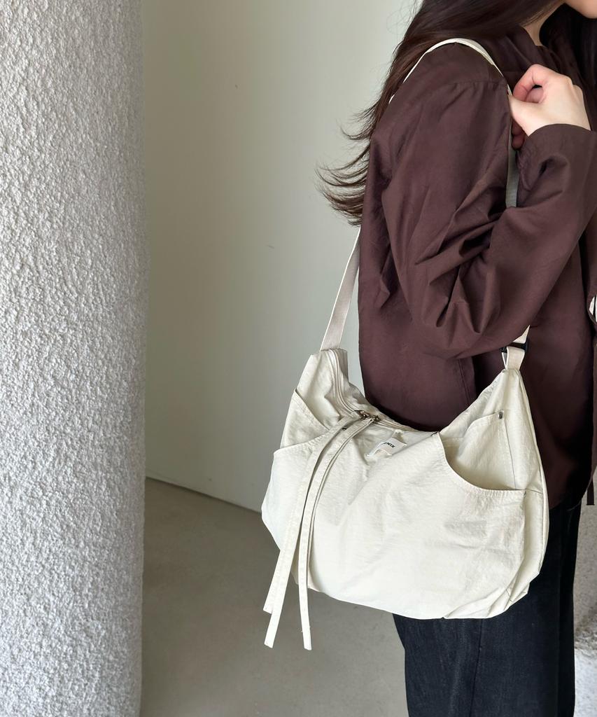 Phoenix Origin String Pocket Shoulder Bag - Beige