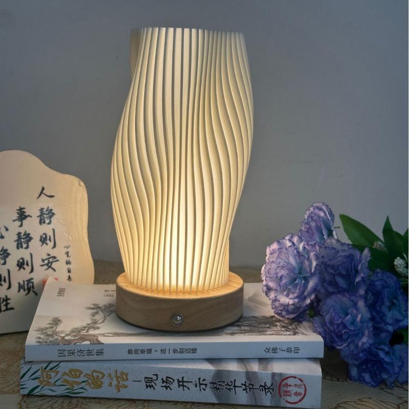 Nordic Study Bedroom Bedside Table Lamp Simple Pleated Rotating Decorative Night Light Luxury Home Creative Ornaments Gift Ideas