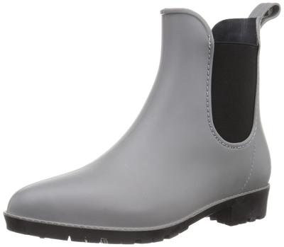 Plus Damskie 3534 Wodoodporne Deszczowe Rozmiary Damskie Buty San-A z Elastycznymi Wstawkami po Bokach, Szare, 24.0cm-24.5cm