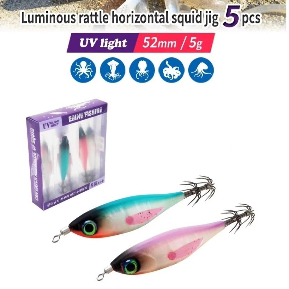 5pcs 5 Pcs Set Luminous Squid Bait Luminous Body Egi Squid Lure Webfoot Octopus Jig  Night Fishing