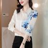 Genuine Mulberry Silk Print Shirt - Women's Slimming Long Sleeve Autumn Fashion 2025
