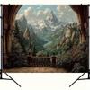2D Fantasy Mountain Valley View Photography Background