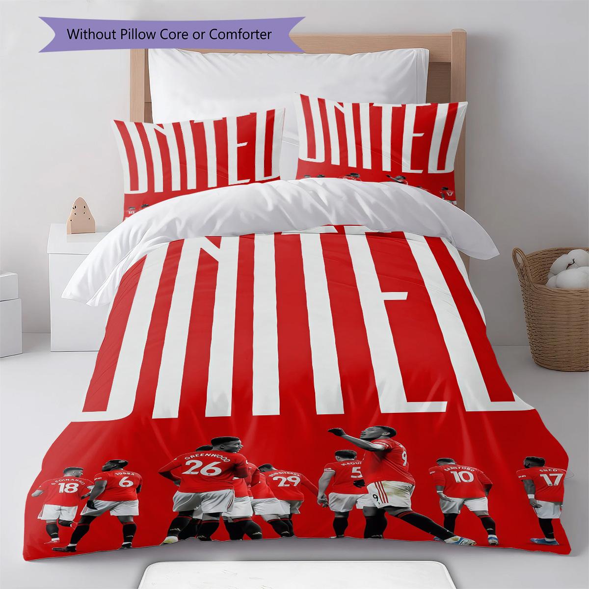 

Man Utd RugPattern Bedding Quilt Set Quilt Cover Pillowcase Home Decoration Birthday Gift (1 * duvet cover + 2 * pillowcase, without core) 135x200cm