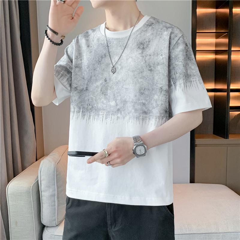 Men's Summer Short-sleeved T-shirt Round Neck Half-sleeved Bottoming Shirt Printed Plus Size Men's M-8XL