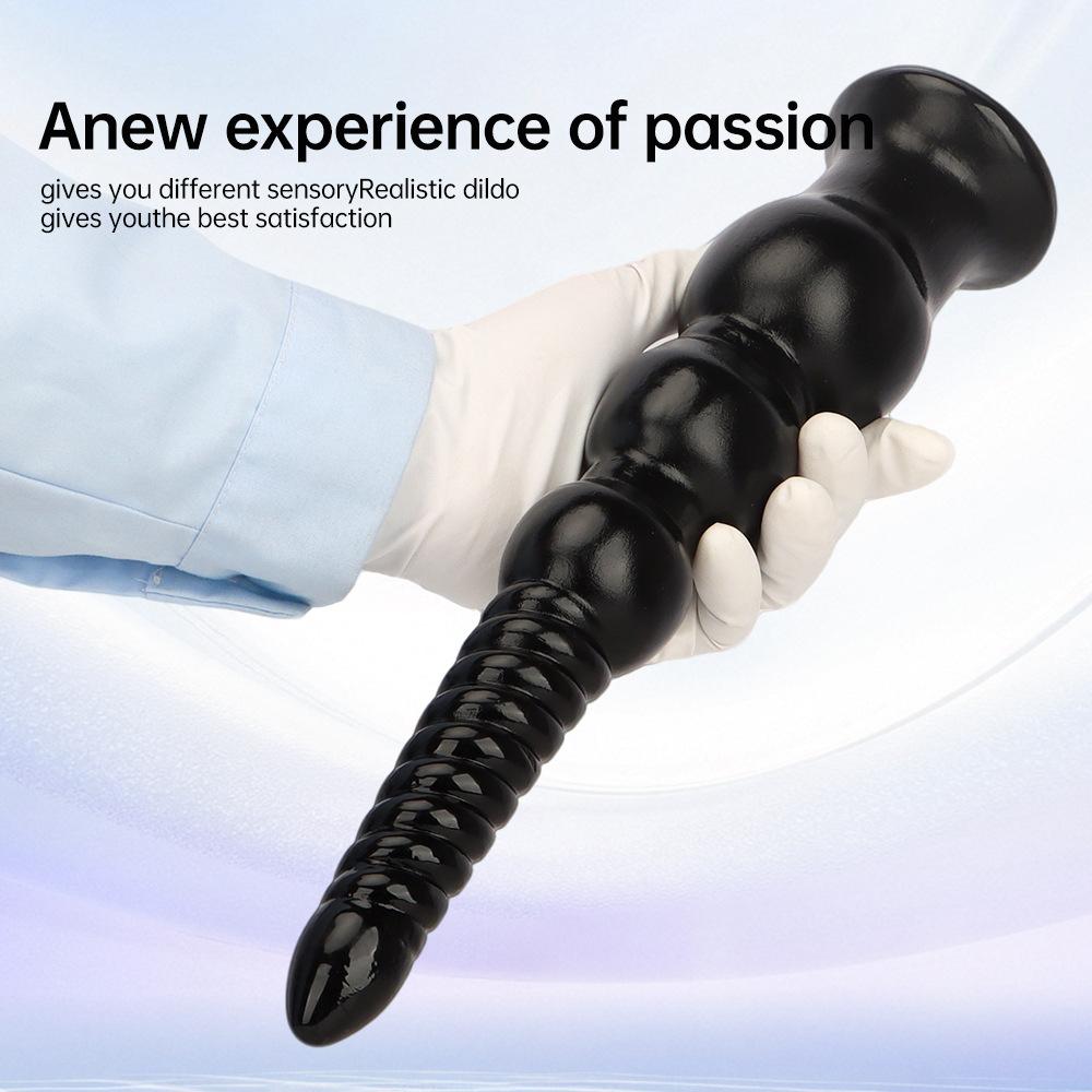 34cm Black PVC Dildo Butt Plug Masturbator Anal Dilator Strap on Cock Realistic Penis Sex Toy