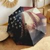 1pc American flag, baseball, and guitar Umbrella Portable Folding Umbrella Iron Frame Hole Bone Structure Outdoor Home Umbrella