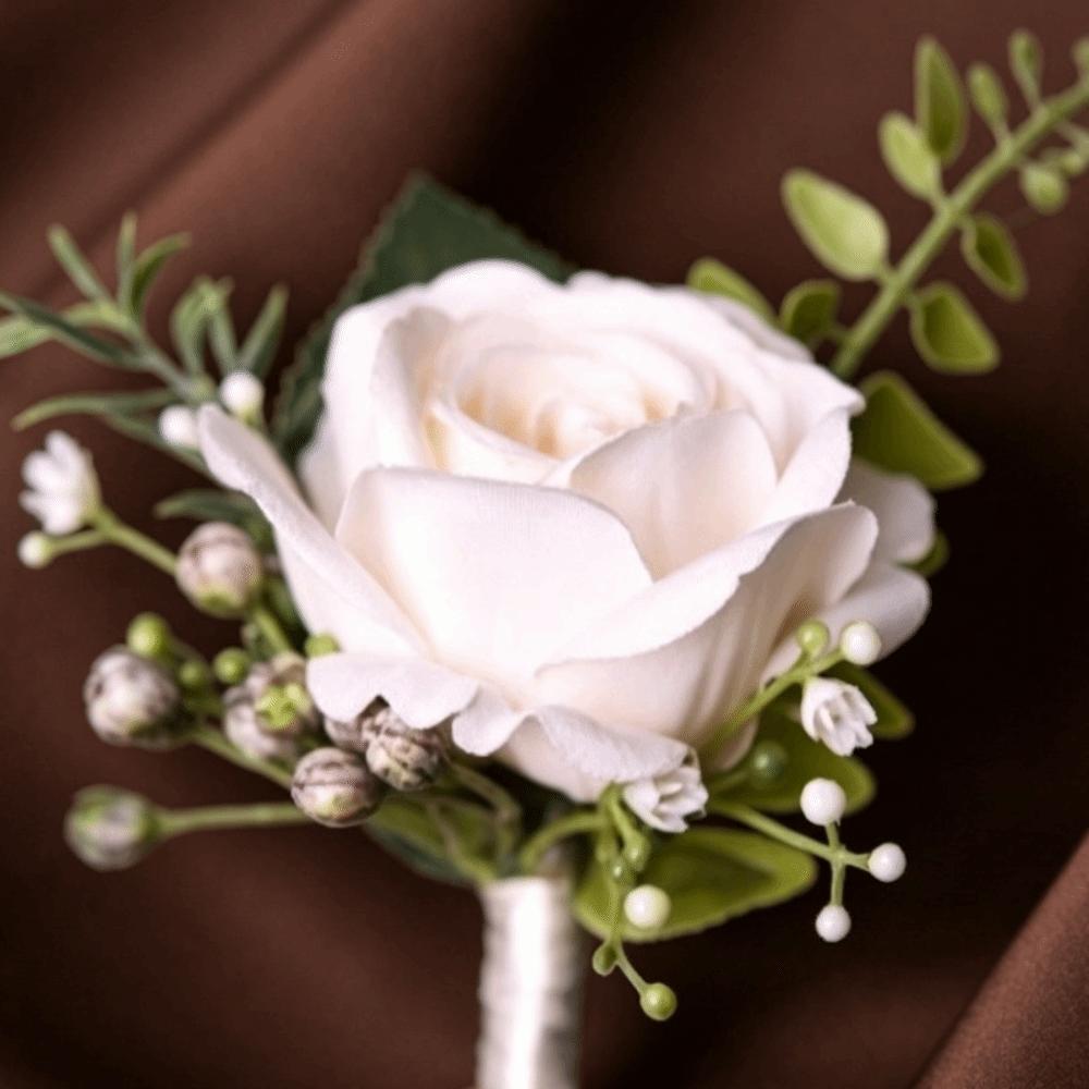 Elegant Boutonniere Flowers Exquisite Wrist Corsage Brooches Wedding Accessories Groom Attire