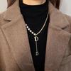 Micro Setting Necklace Design Sense Collar Decoration Winter Sweater Chain  Party