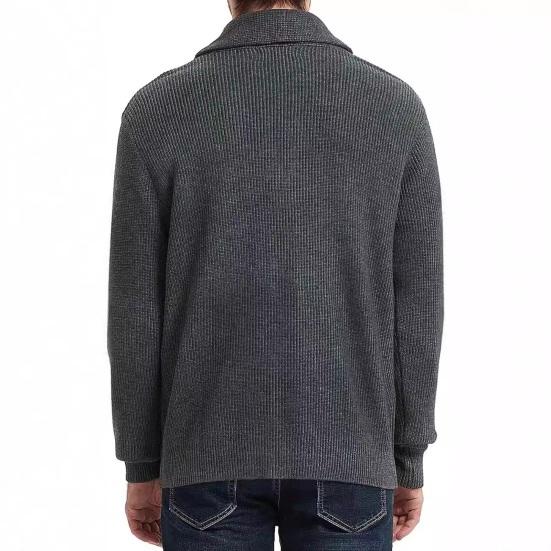 Herrenmantel aus Wollmischung mit Schalkragen, Pullover, Strickjacke mit Taschen, weiche, warme Strick-Winterjacke für die Arbeit, Partys und Sport