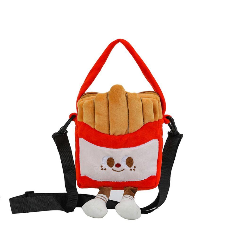 Doll Cartoon Hamburger Bag Fluffy Shoulder Bag Casual Plush French Fries Handbag Children