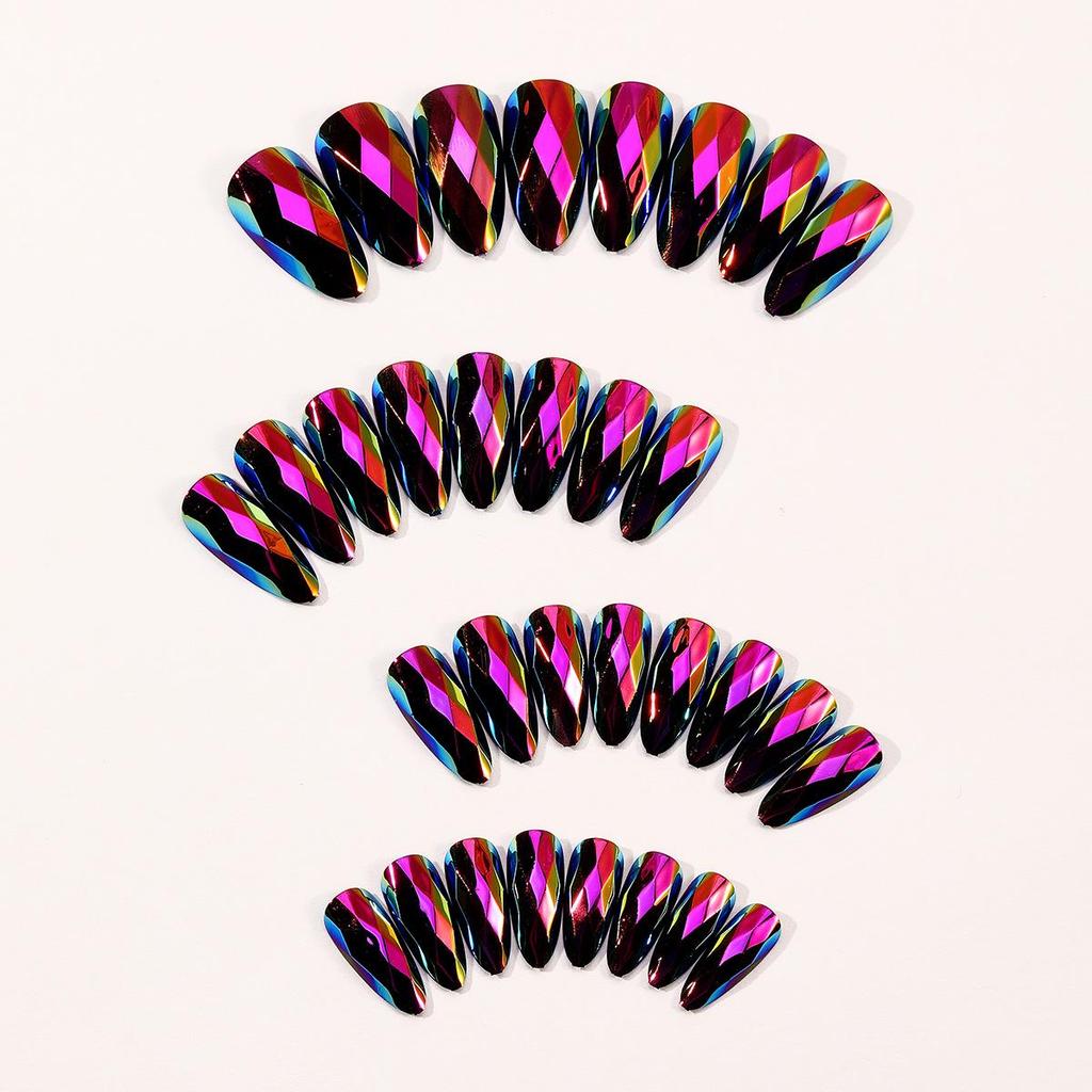 Almond Shape 3D Rhombus Mirror Finish Reusable Wearable Nail Tips