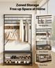 Hall Tree, 1830 mm Coat Rack with Shoe Bench, 2-Tier Freestanding Shoe Rack Storage Organizer with Hooks, Hanging Rod and Wire Shelf, Steel Frame