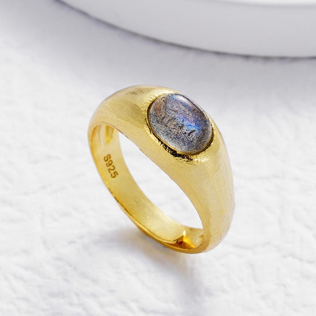Labradorite Sterling Silver Open Ring - High-End Women's Natural Crystal Jewelry