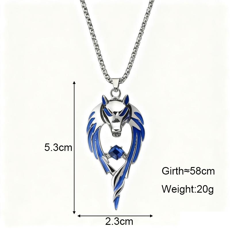 

Blue Wolf Pendants Exaggerated Chain Neckalces for Women&Men Unisex Punk Style Personality Animal Drop Unique Design Neck Jewelr
