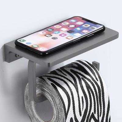 Papierhalter mit Ablage Schwarz Grau Weiß Aluminium Badezimmer Küche WC Papierrollenständer mit Telefonablagen Aufbewahrung Taschentuchhalter