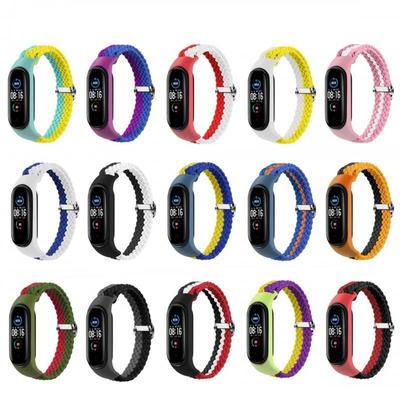 Geflochtenes Nylon Elastisches Solo-Schlaufe Verstellbarer Riemen für Mi Band 7 6 Armband Miband4 Miband 5 NFC Armband für Xiaomi Mi Band 4 3 5 6 Armband