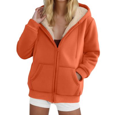 Women's Lambswool Coat Heavyweight Plus Velvet Thick Hoodie Cardigan