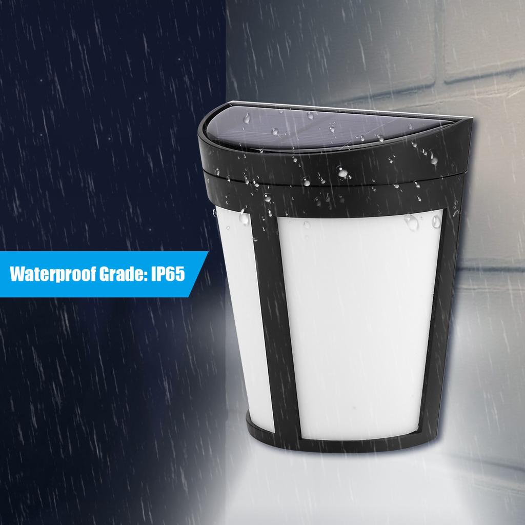 Solar Powered Wall Mount Light Outdoor Garden Landscape Fence Yard Lamp Pure White