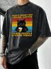 Cat Like Coffee Hate People Printed Washed T Shirts Soft Breathable TShirt Cotton Loose Short Sleeves Running Men Clothes