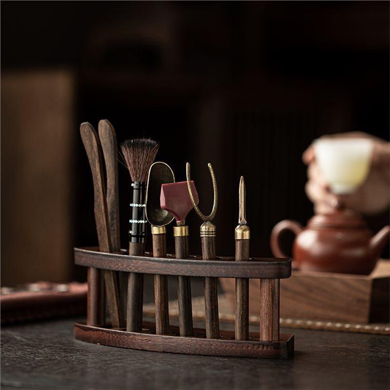 ABBP-Solid Wood Tea Ceremony Six Gentlemen Set Tea Set Accessories Daquan Tea Table Tray Tea Making Tools Tea Scraping Set