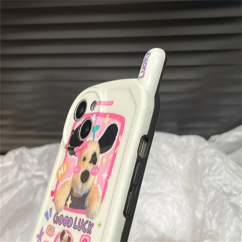 Korean Cute Cartoon Plush Puppy Doll Phone Design Case For Iphone 14 13 12 11 Pro Max Lovely Shockproof Soft Back Cover Funda