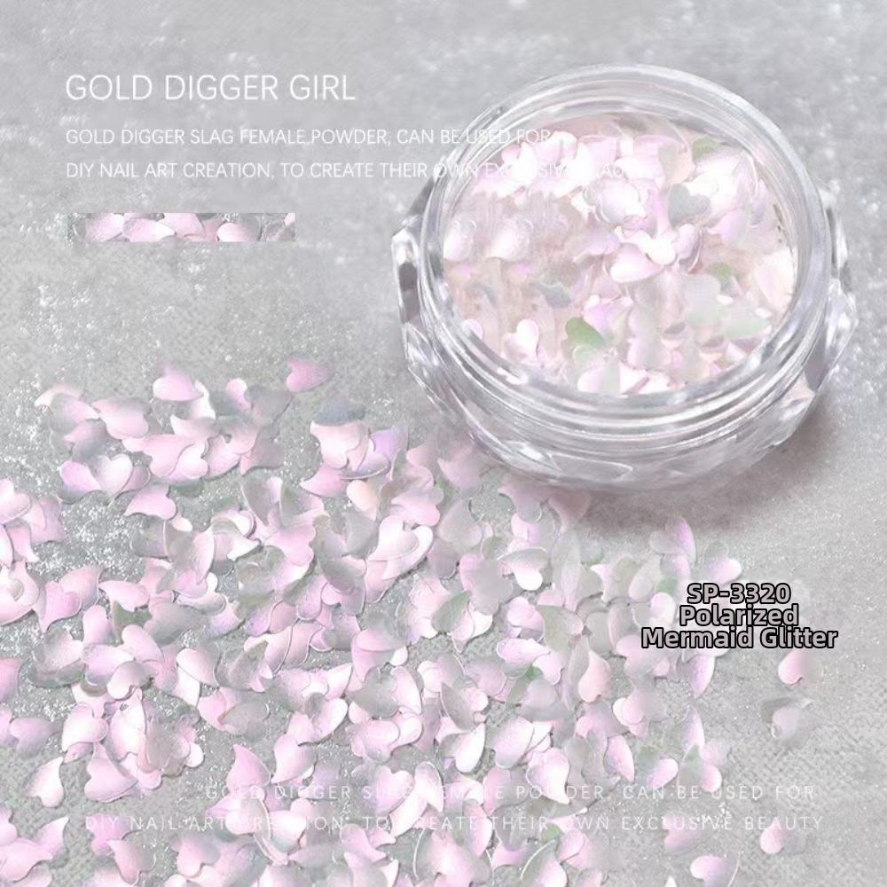 Heart Glitter Nail Art Glitter Flower Butterfly Pink Cherry Blossom Glitter Nail Art Mermaid Sequins Iridescent Prism