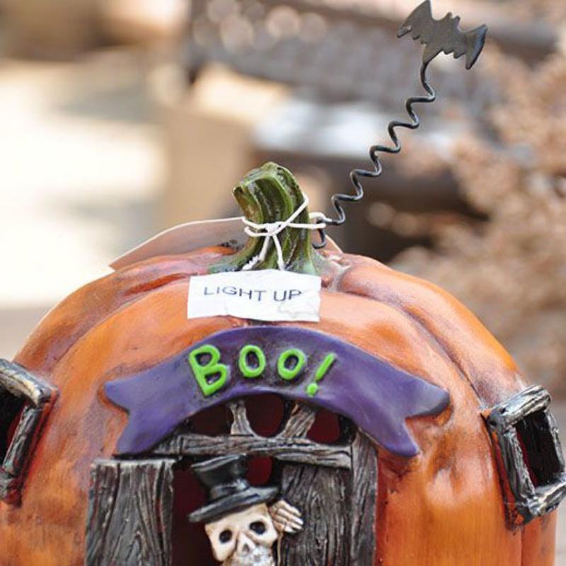 Outtown Village Landsbygdsmålning Retro Halloween Glödande Pumpavagn Prydnad Trädgård Rolig Prydnad