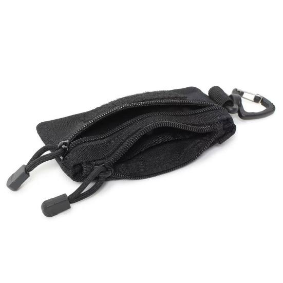 Mini Tactical Pouch Zippered EDC Utility Pouch with Carabiner Military Keychain Pouch Wallet for Belt Backpack Camping Hiking Hunting