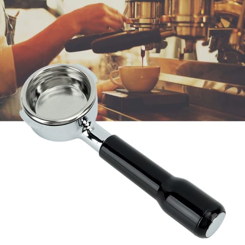 Xuuyuu 58mm Coffee Bottomless Portafilter with Removable Filter Basket for Expobar, Rocket, Faema, and Rancilio (Black)