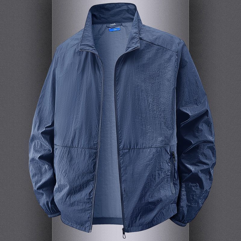 Men'S Sunscreen Clothing Summer Outdoor Sunscreen Jacket Large Size Stand-Up Collar Jacket Quick-Drying Skin Clothing Windbreaker Sunscreen Clothing