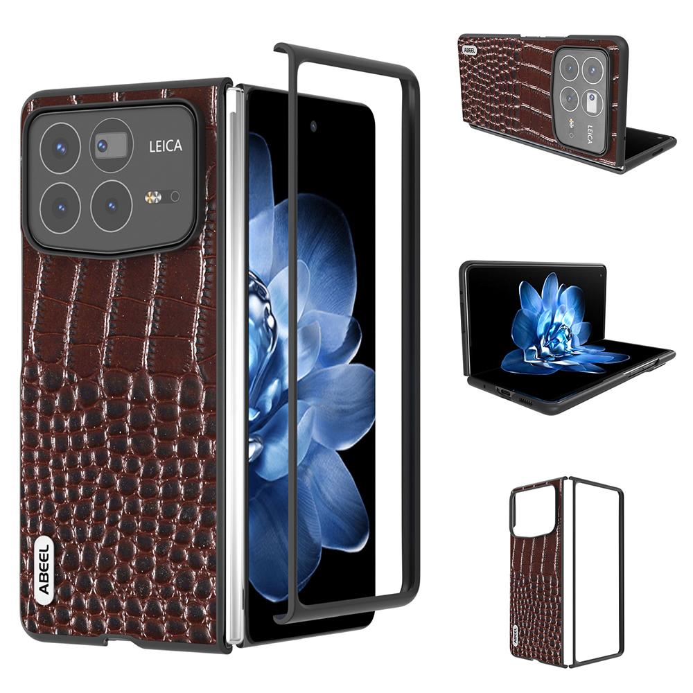 

ABEEL For Xiaomi Mix Fold 4 5G Case Genuine Cow Leather Back Phone Cover Crocodile Texture D