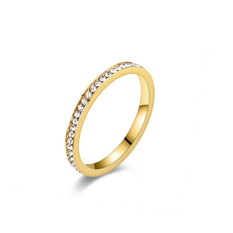 Niche Light Luxury Full Diamond Stainless Steel Women's Ring, Colorfast & Fashionable, Titanium Steel Band, Perfect for Couples