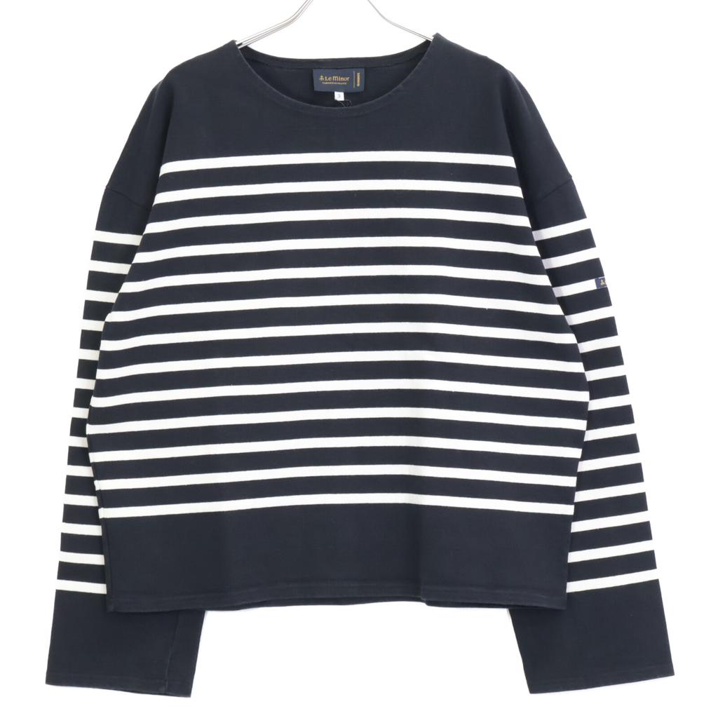 Le Minor ×REVERBERATExUR MARINIERE 25Stainless Steel Black Cotton Box Silhouette Border Collar Shirt Tops 3 Black X whiteUsed