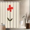 Minimalist Red Flower Shower Curtain, Vibrant Design, Fade-Resistant Polyester, Durable Bath Decor