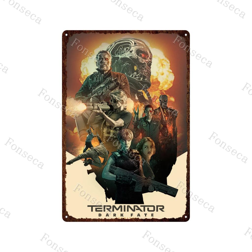 Terminator 2 Movie Metal Poster Tin Sign Classic Movies The Terminator Metal Plates Home Decoration Wall Art Iron Paining