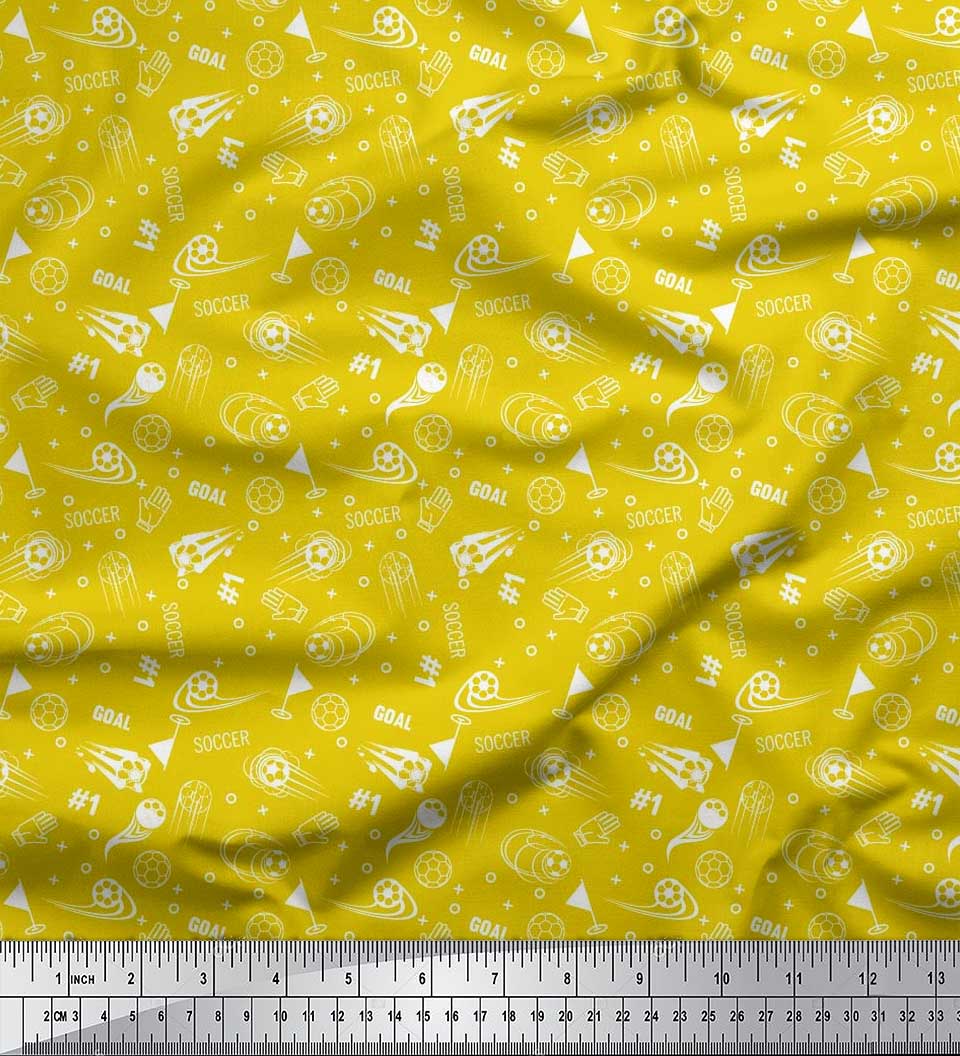 

Soimoi Japan Crepe Satin Geometric Sign, Flag & Football Sports Fabric Prints на метр 42 дюйма 42 Inch Wide - Poly Crepe жовтий