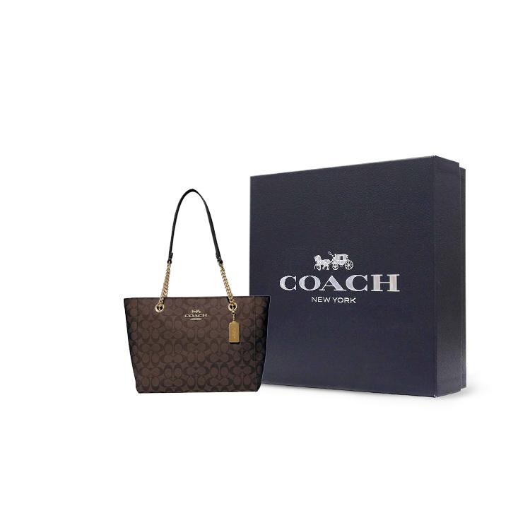 New COACH Cammie Artificial Leather Tote Bag, Shopping Bag, Shoulder Bag, Handbag Large Size Women's Brown & Black C8148-IMAA8