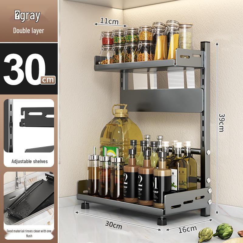 No-Drill Multi-functional Kitchen Storage Rack for Spices, Jars, and Knives