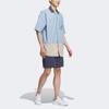 Adidas Originals Trefoil Logo Print Patchwork Loose Short Sleeve Shirt Men Tops Light-Blue IS0635