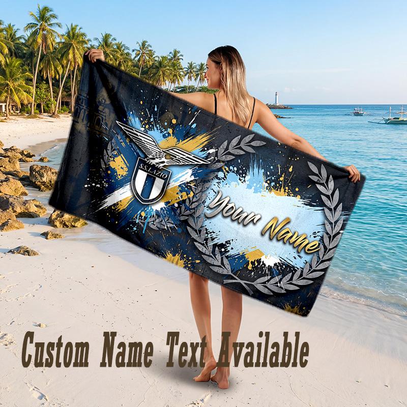 Lazio FC Design Beach Towel Custom Text Large Towel for Beach Vacation